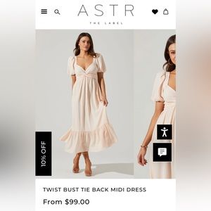 ASTR The Label twist bust tie back midi dress